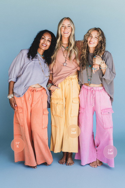 Game On Cargo Wide Leg Pant - Mocha