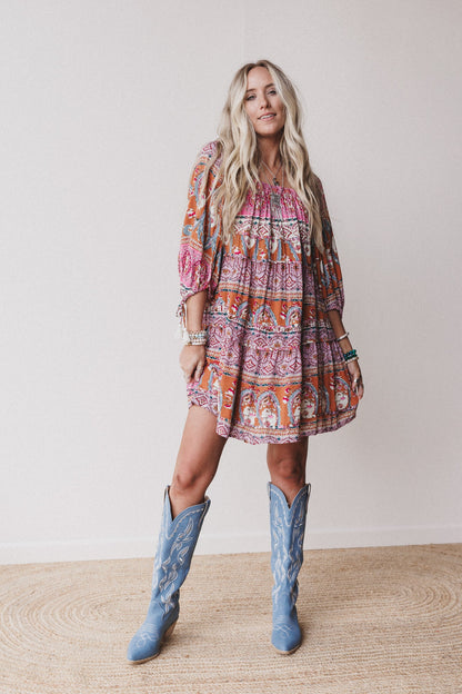 Wildflower Whimsy Paisley Print Dress - Pink Multi