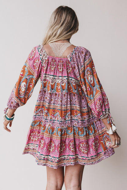 Wildflower Whimsy Paisley Print Dress - Pink Multi