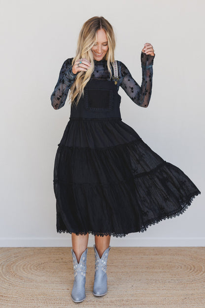 Harvest Haze Overalls Dress - Black
