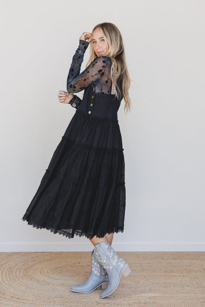 Harvest Haze Overalls Dress - Black
