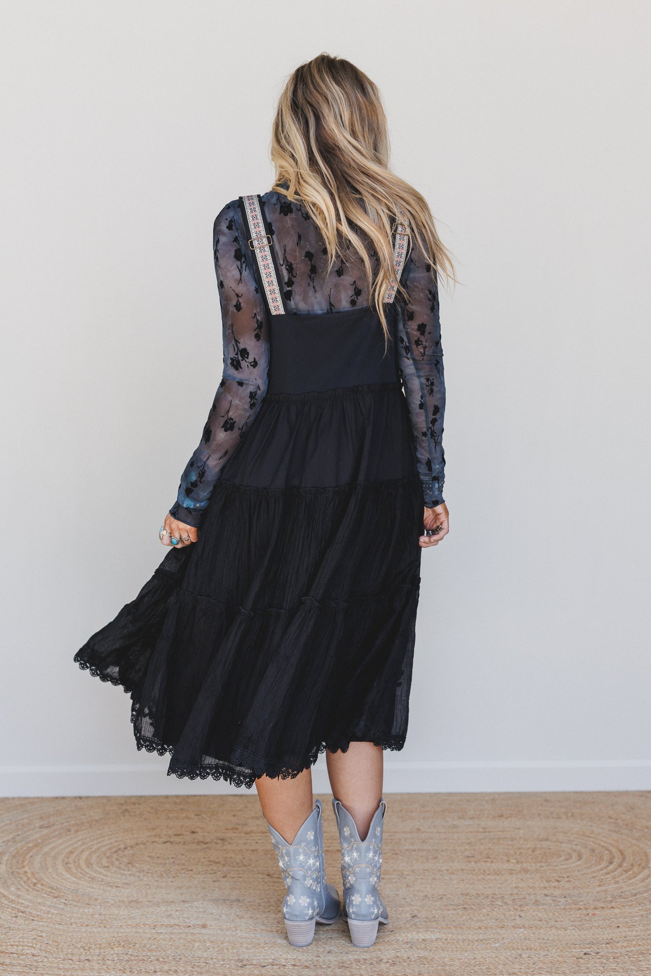 Harvest Haze Overalls Dress - Black