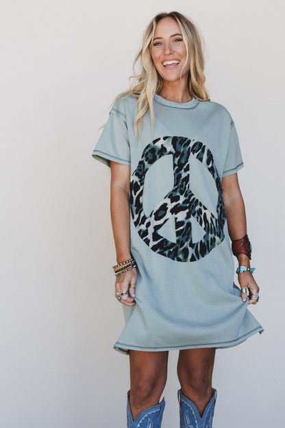 Wild Peace Tee Dress - Sage