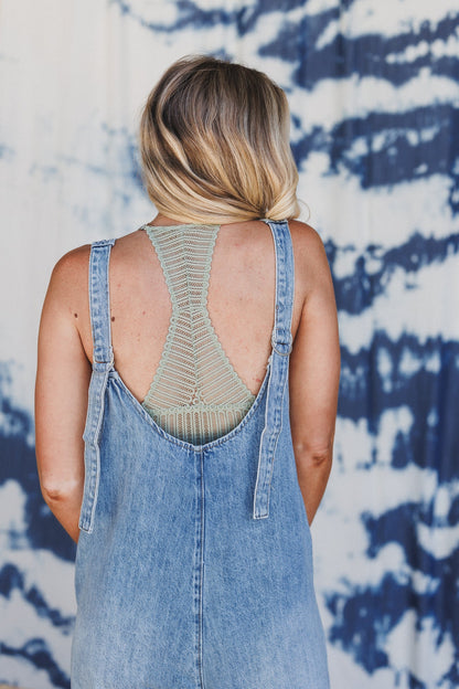 Free Rein Denim Jumpsuit - Blue