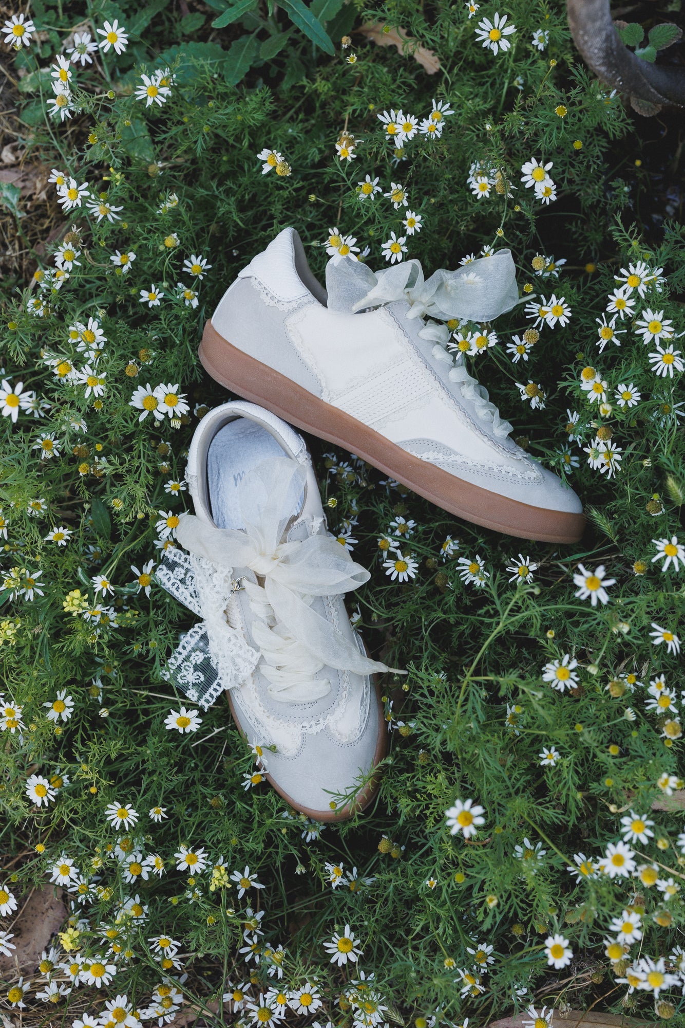 Amour Lace Trim Sneakers - Off White