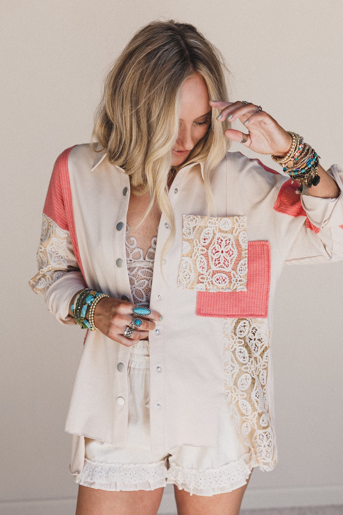 Azaria Button Down Top - Coral