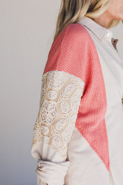 Azaria Button Down Top - Coral