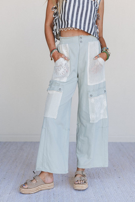 Sugar Blossom Wide Leg Pants - Sage