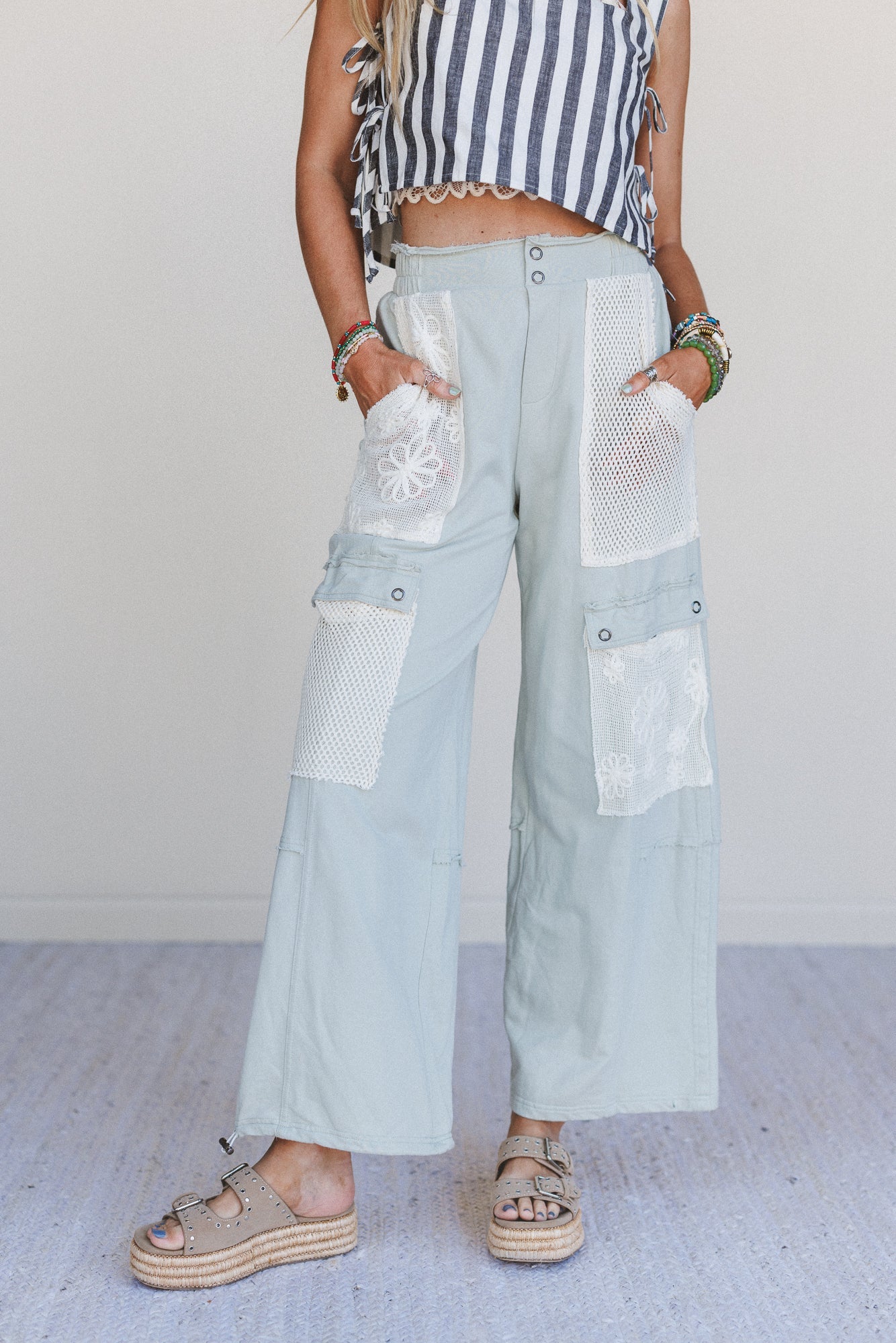Sugar Blossom Wide Leg Pants - Sage