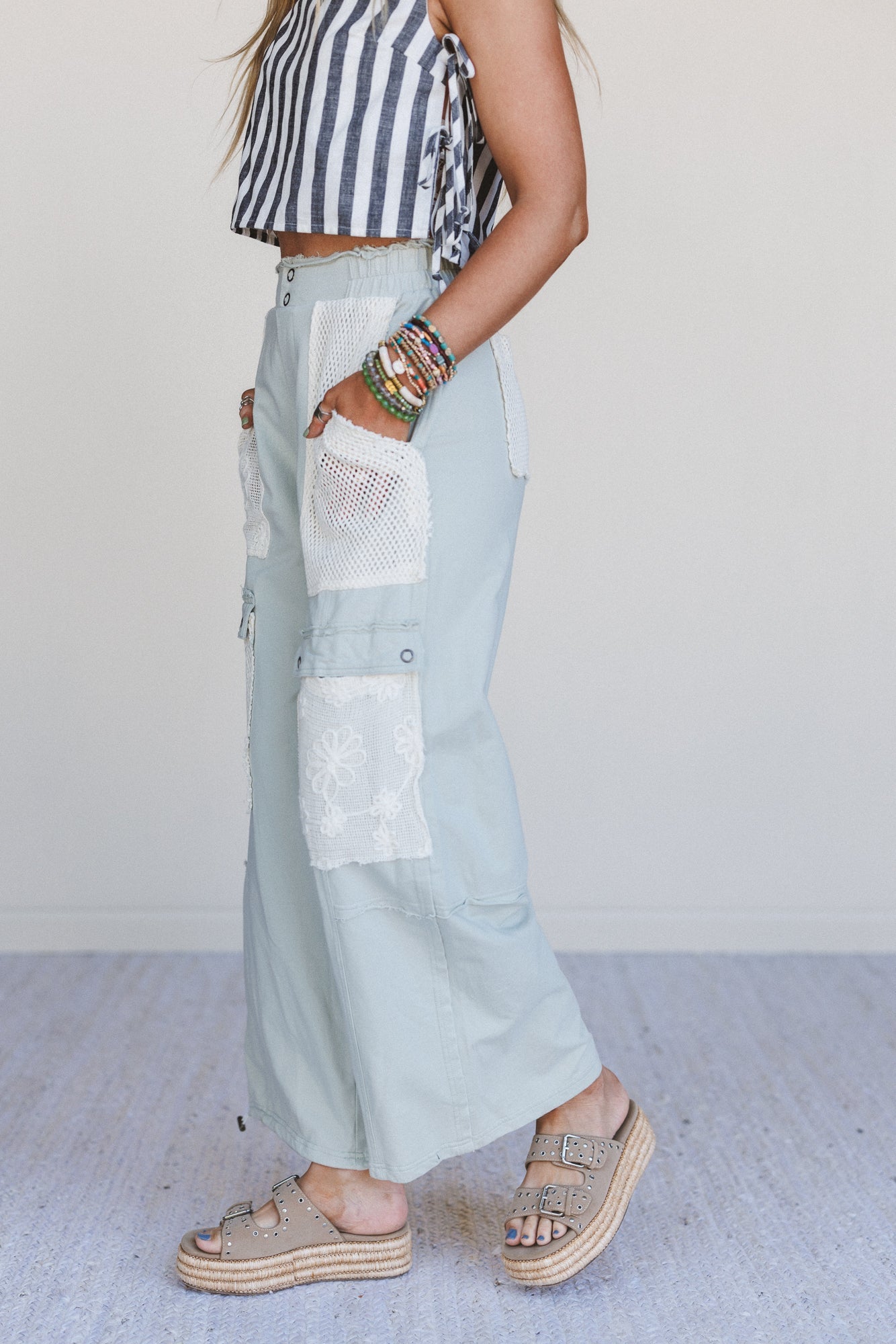 Sugar Blossom Wide Leg Pants - Sage