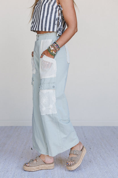Sugar Blossom Wide Leg Pants - Sage