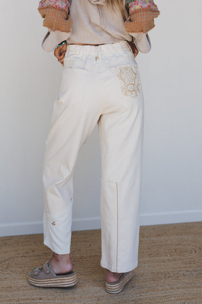 Liora Patchwork Pants - Cream