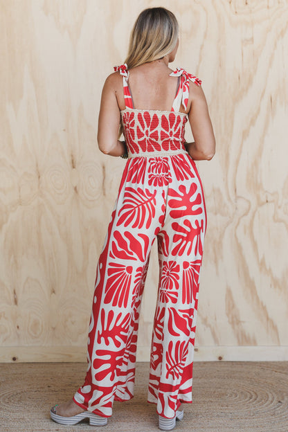 Soul Caravan Printed Jumpsuit - Red