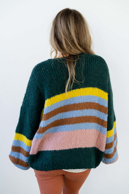 Retro Babe Striped Cardigan - Multi