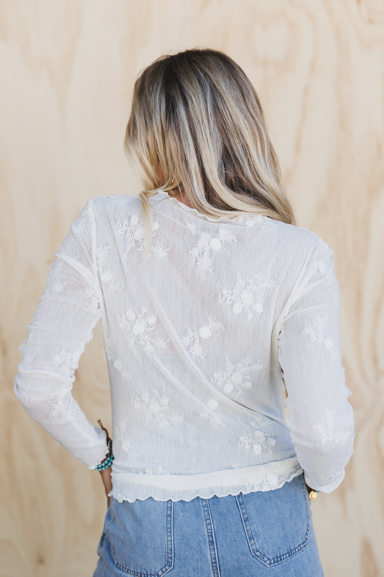 Daisy Veil Mesh Top - Cream