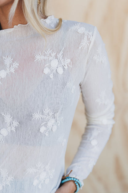 Daisy Veil Mesh Top - Cream