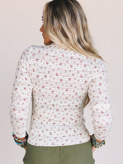 Peach Blossom Floral Top - Cream