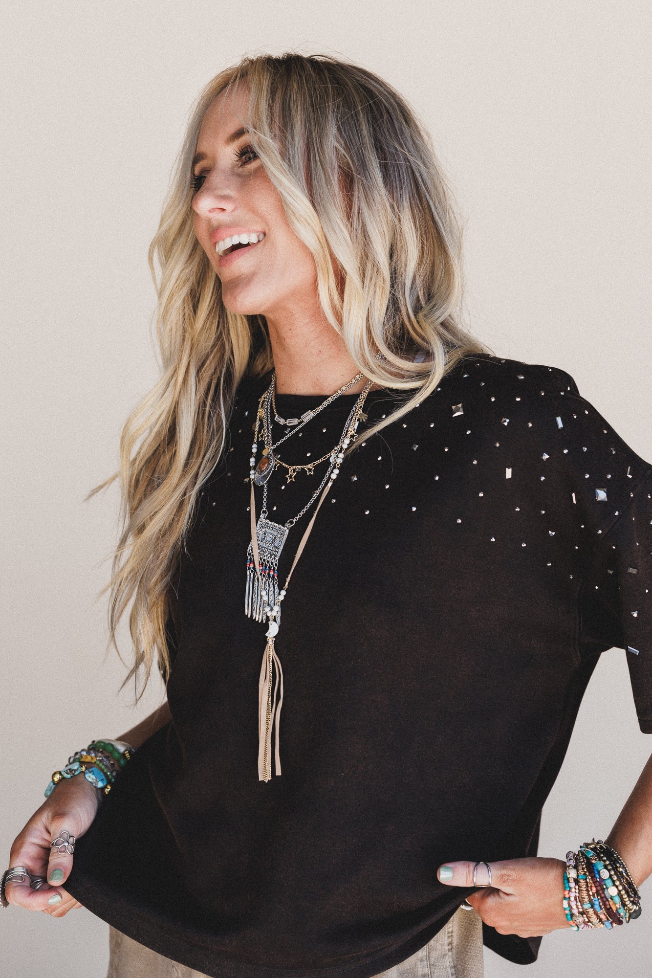 Stardust Studs Top - Black