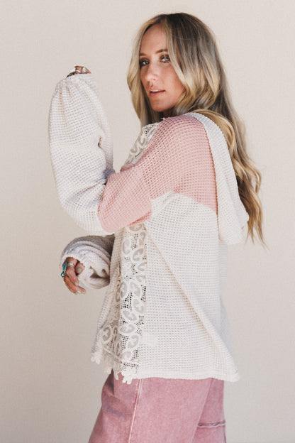 Lace Bliss Flower Patch Top - Pink