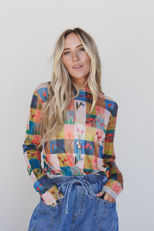 Checker Bloom Top - Multi