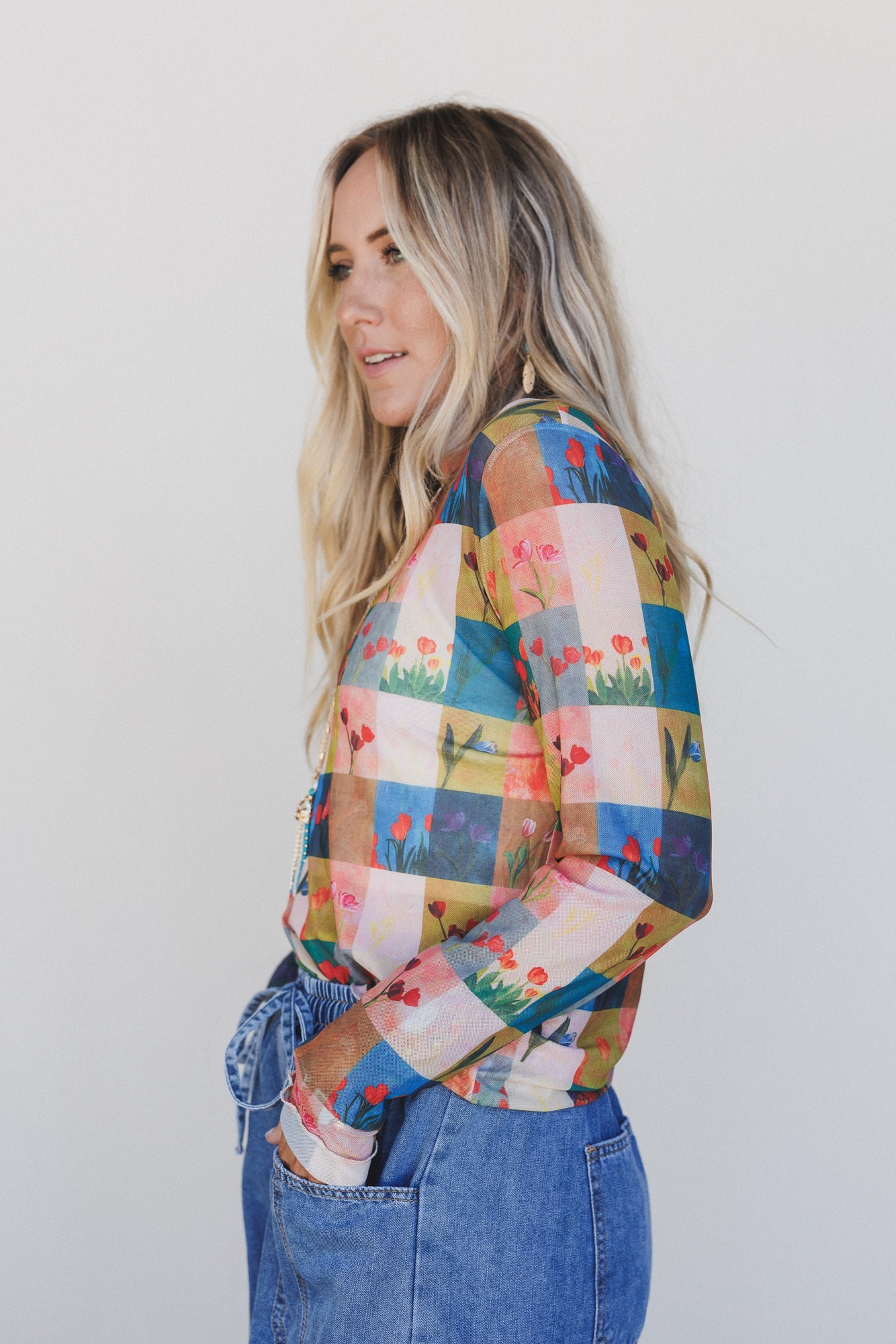 Checker Bloom Top - Multi