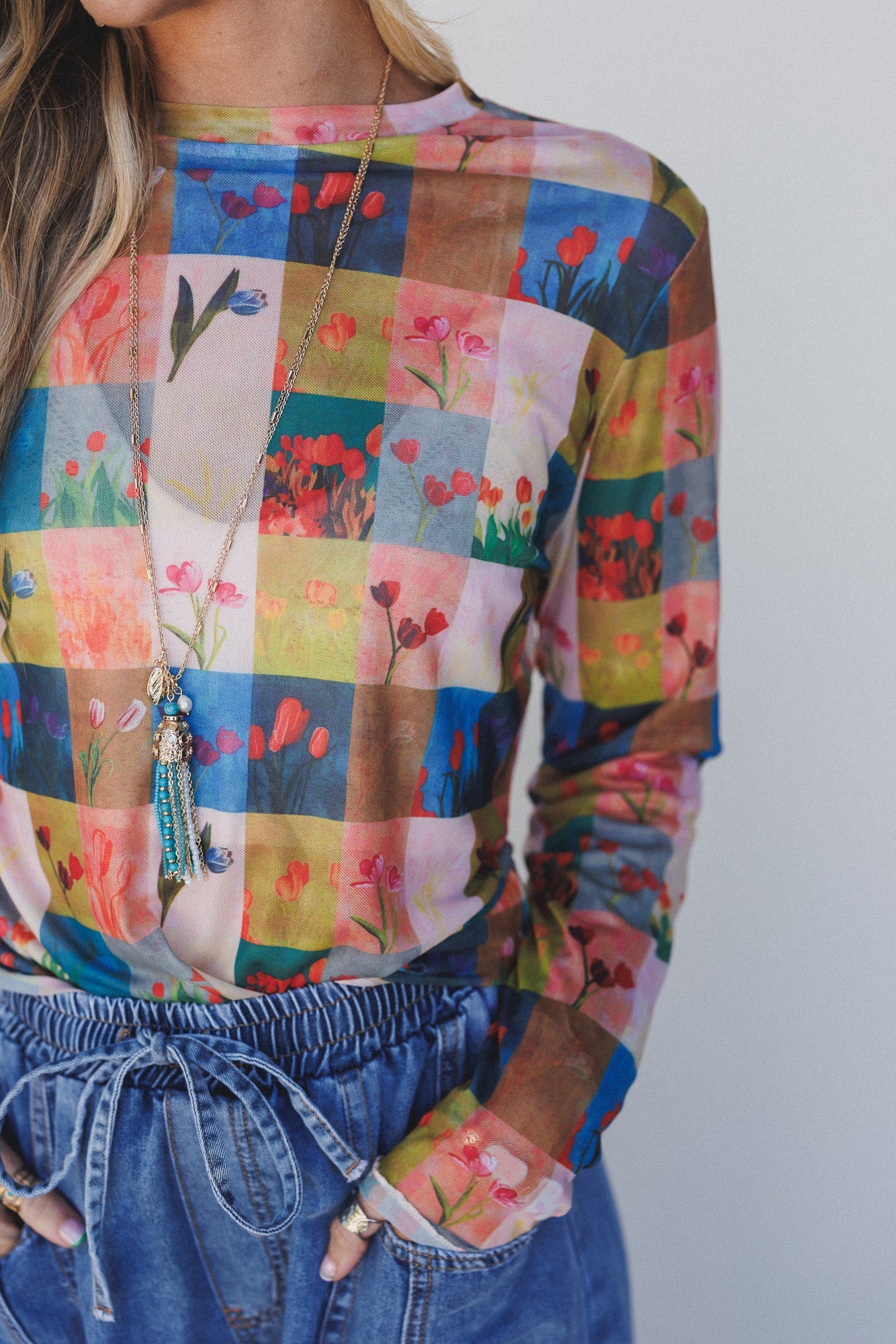 Checker Bloom Top - Multi