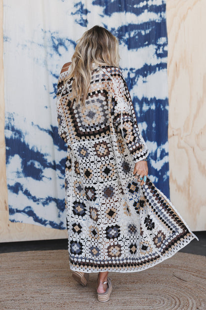 The Nest Soulful Wanderer Crochet Duster - Grey Multi