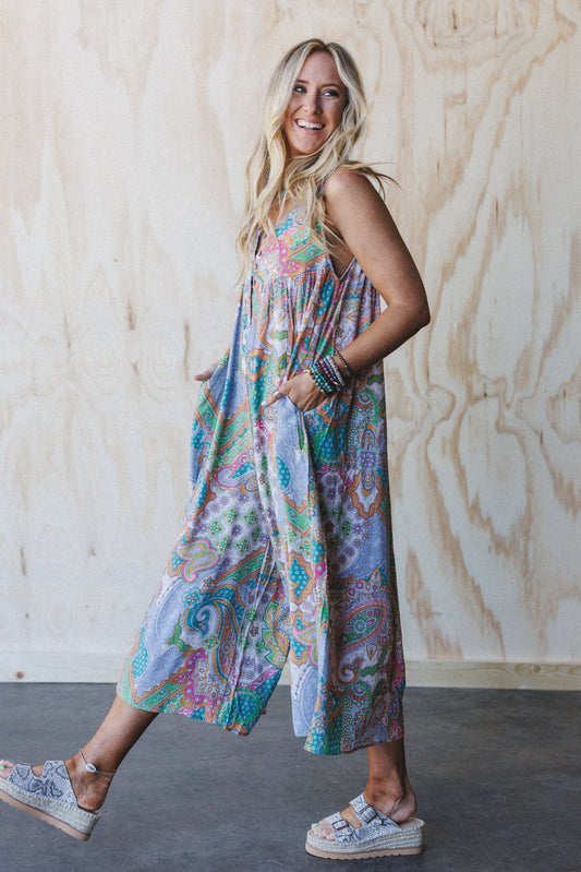 Leona Paisley Print Jumpsuit - Lime