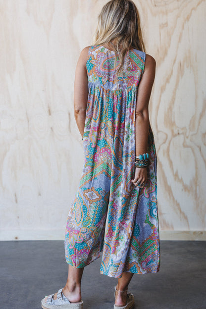 Leona Paisley Print Jumpsuit - Lime
