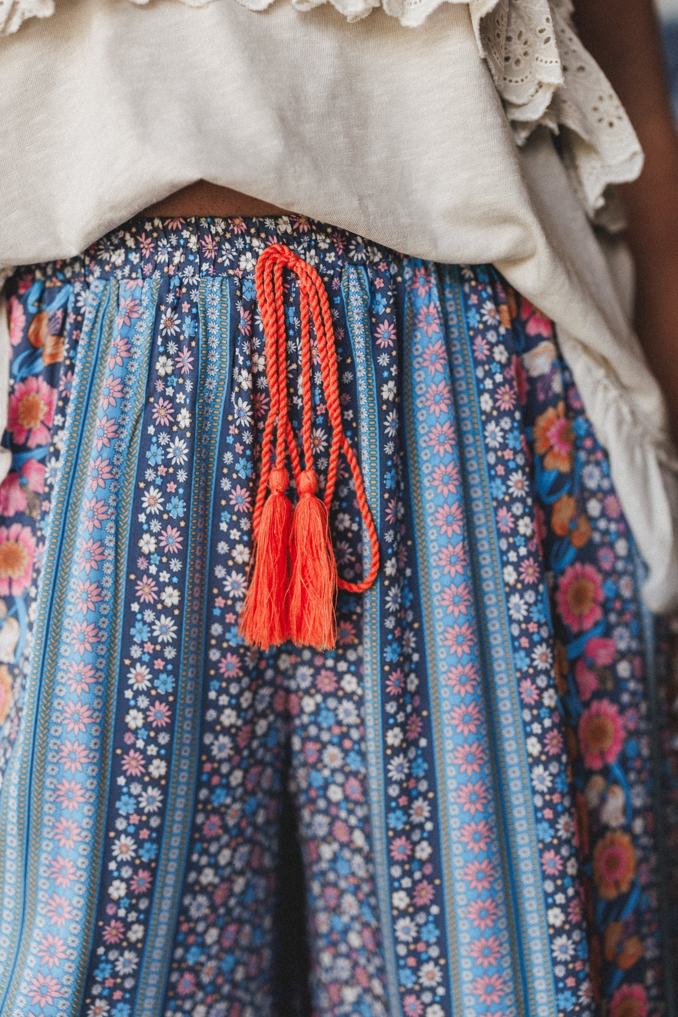 Kate Printed Wide Leg Pants - Blue