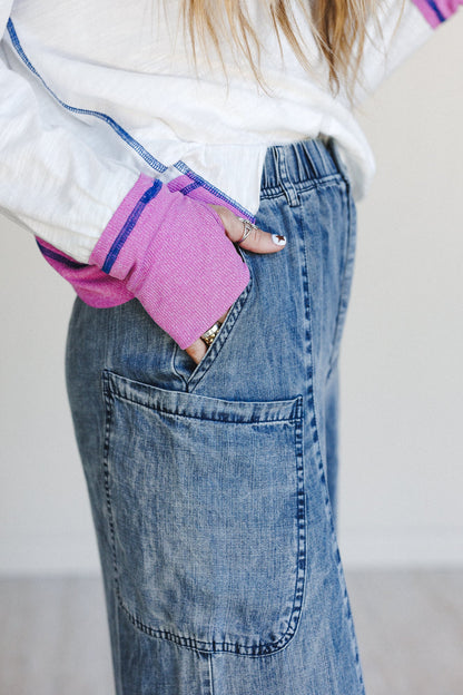 Beyond Love Wide Leg Jeans - Dark Denim