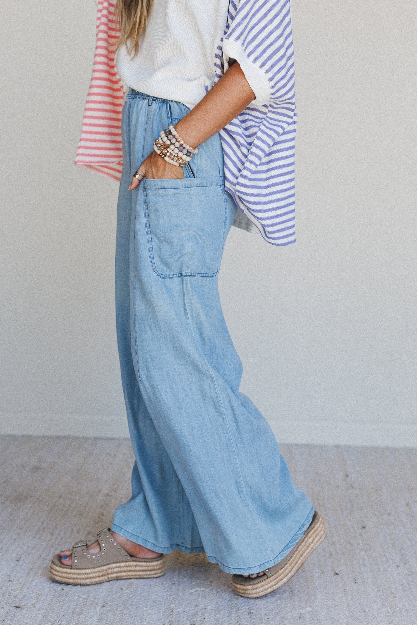 Beyond Love Wide Leg Jeans - Washed Denim