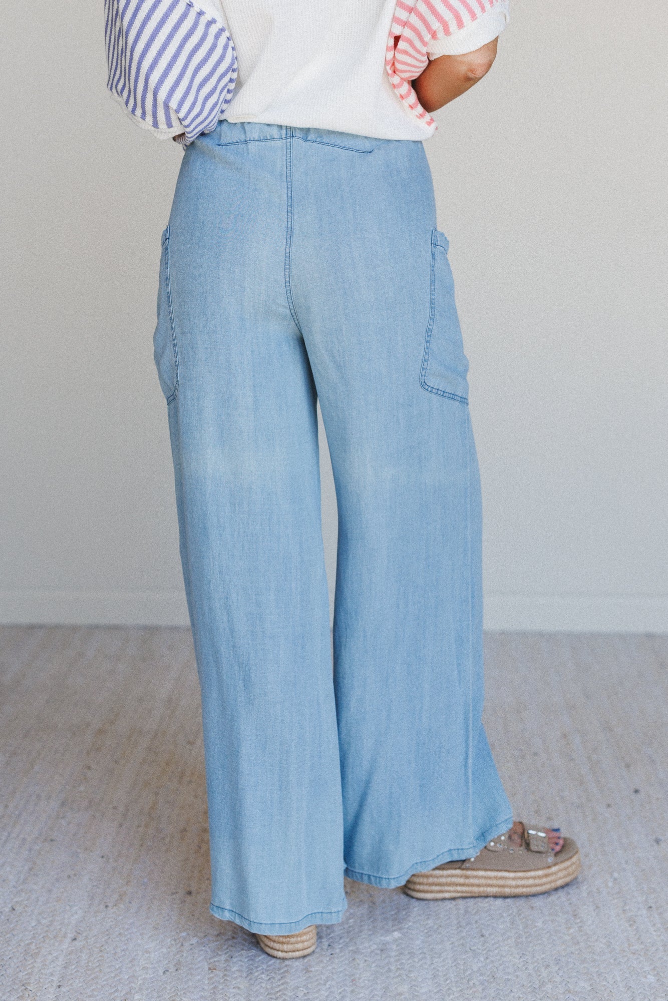 Beyond Love Wide Leg Jeans - Washed Denim