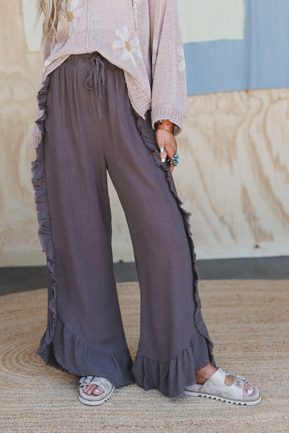 Zhara Ruffle Hem Pants - Ash