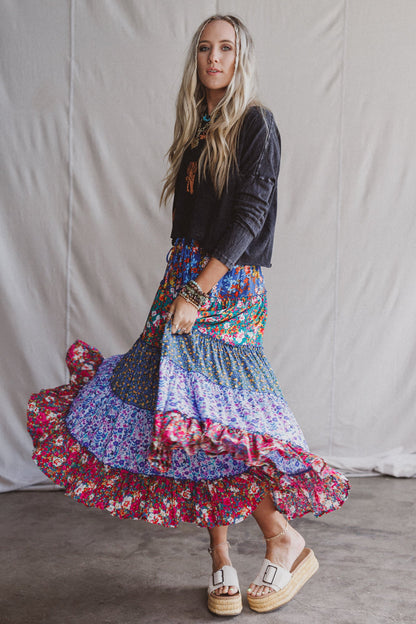 Tatjana Printed Maxi Skirt - Blue