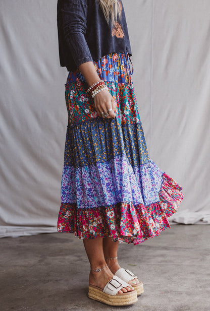 Tatjana Printed Maxi Skirt - Blue