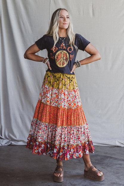 Tatjana Printed Maxi Skirt - Orange