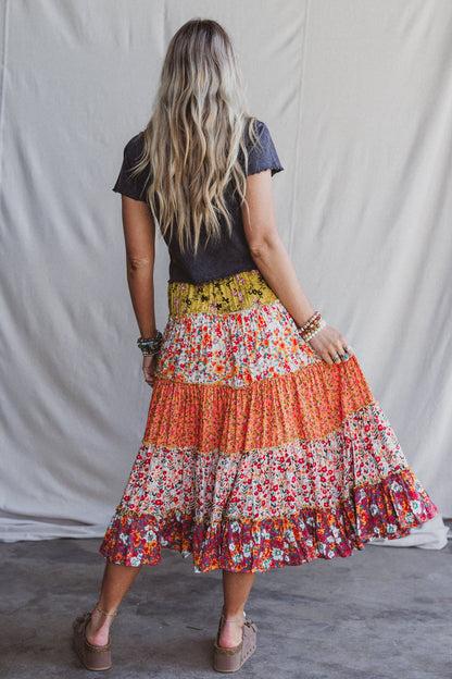 Tatjana Printed Maxi Skirt - Orange