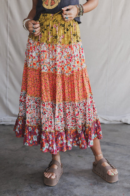 Tatjana Printed Maxi Skirt - Orange