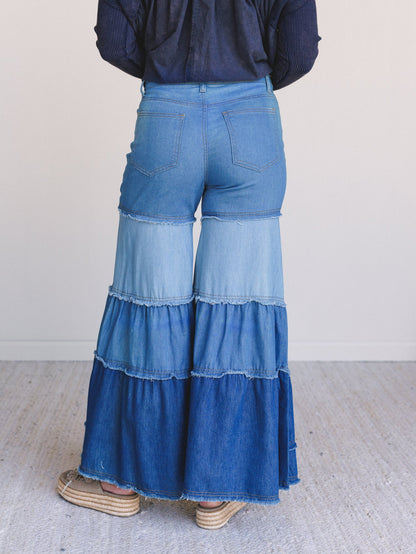 Tiered For Adventure Flare Jeans - Denim