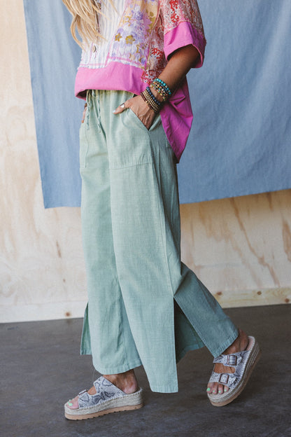 Dream Awake Wide Leg Pants - Sage