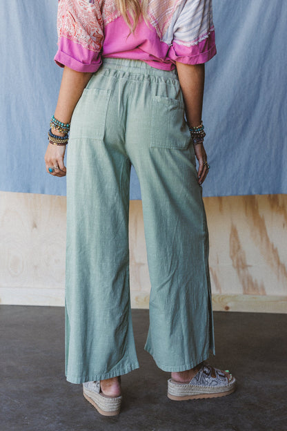 Dream Awake Wide Leg Pants - Sage
