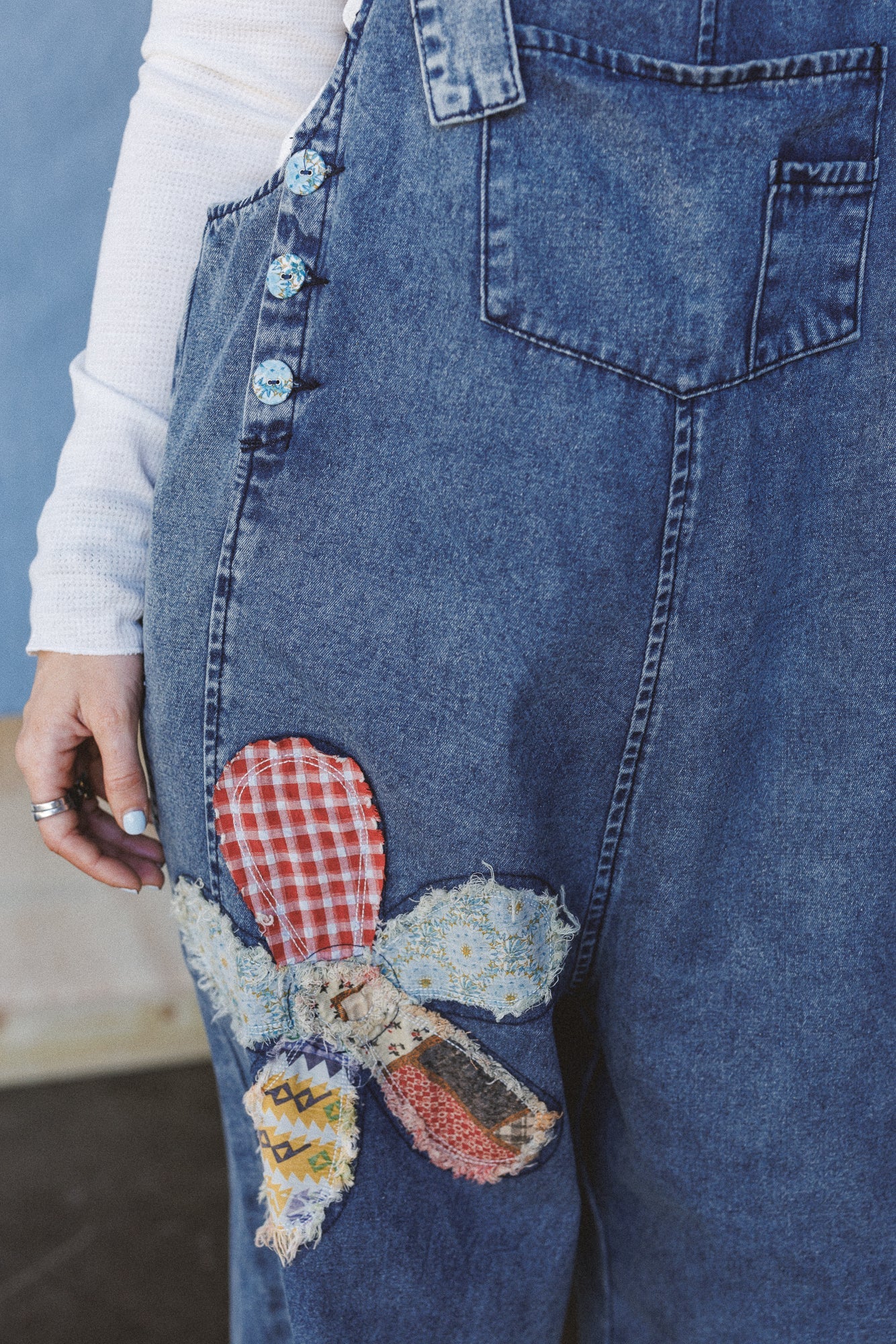 High Hopes Flower Patch Overalls - Dark Denim