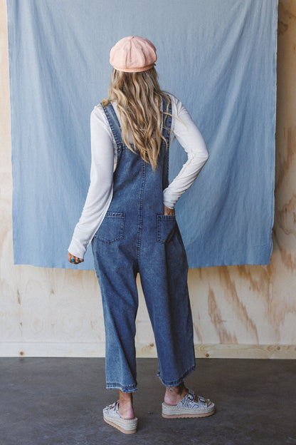 High Hopes Flower Patch Overalls - Dark Denim