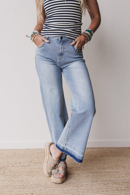 Jonathon Wide Leg Jeans - Washed Denim