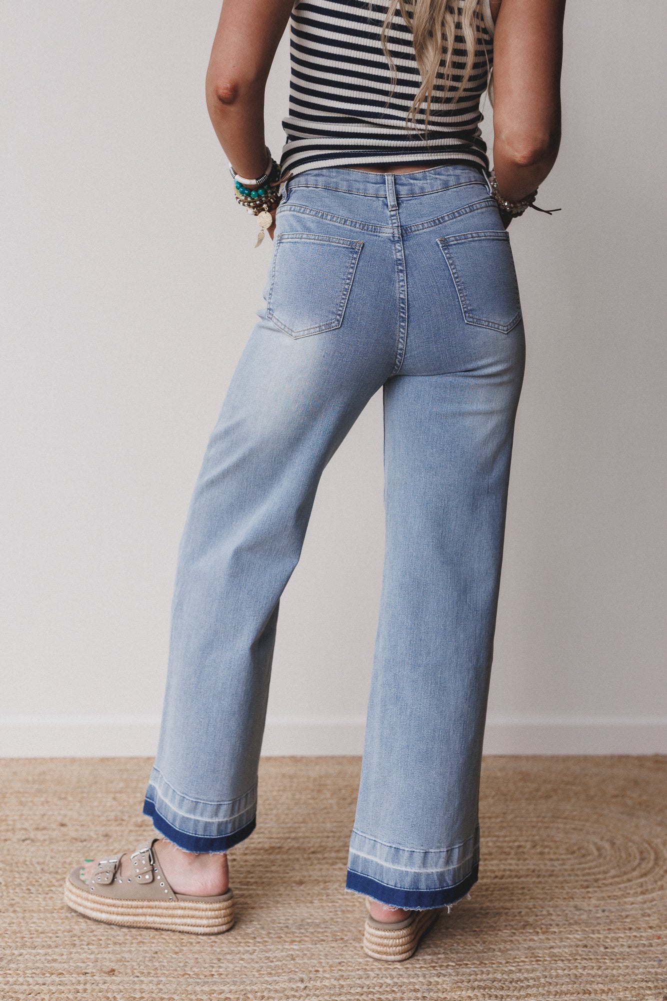 Jonathon Wide Leg Jeans - Washed Denim