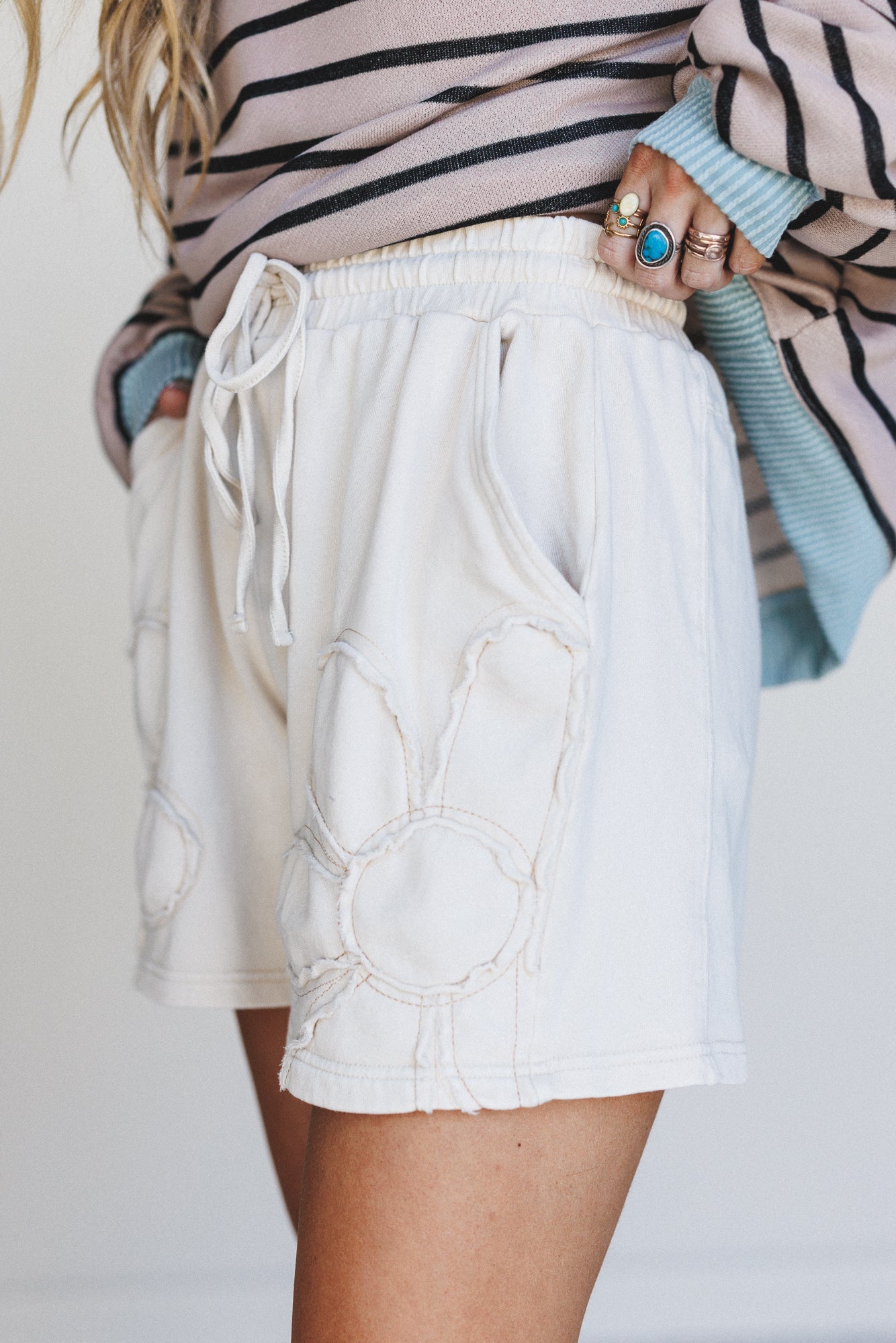 Daisy Days Patchwork Shorts - Khaki