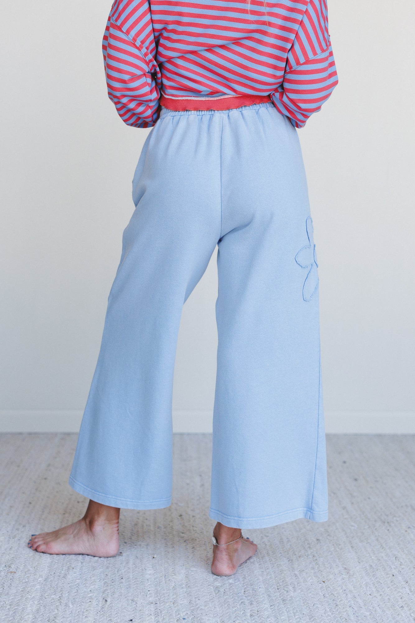 Oceans Edge Flower Patch Pants - Blue