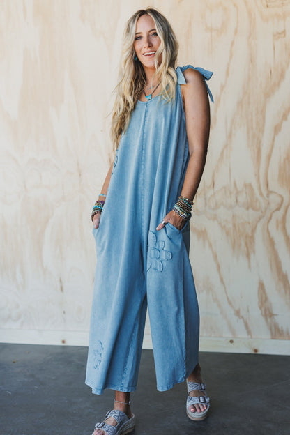 Everyday Magic Flower Patch Jumpsuit - Blue