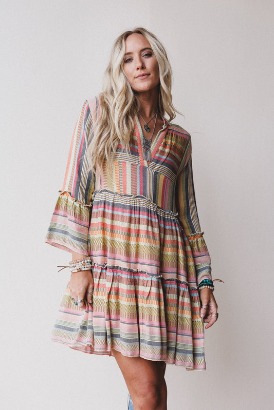 Keepsake Striped Dress - Yellow Multi